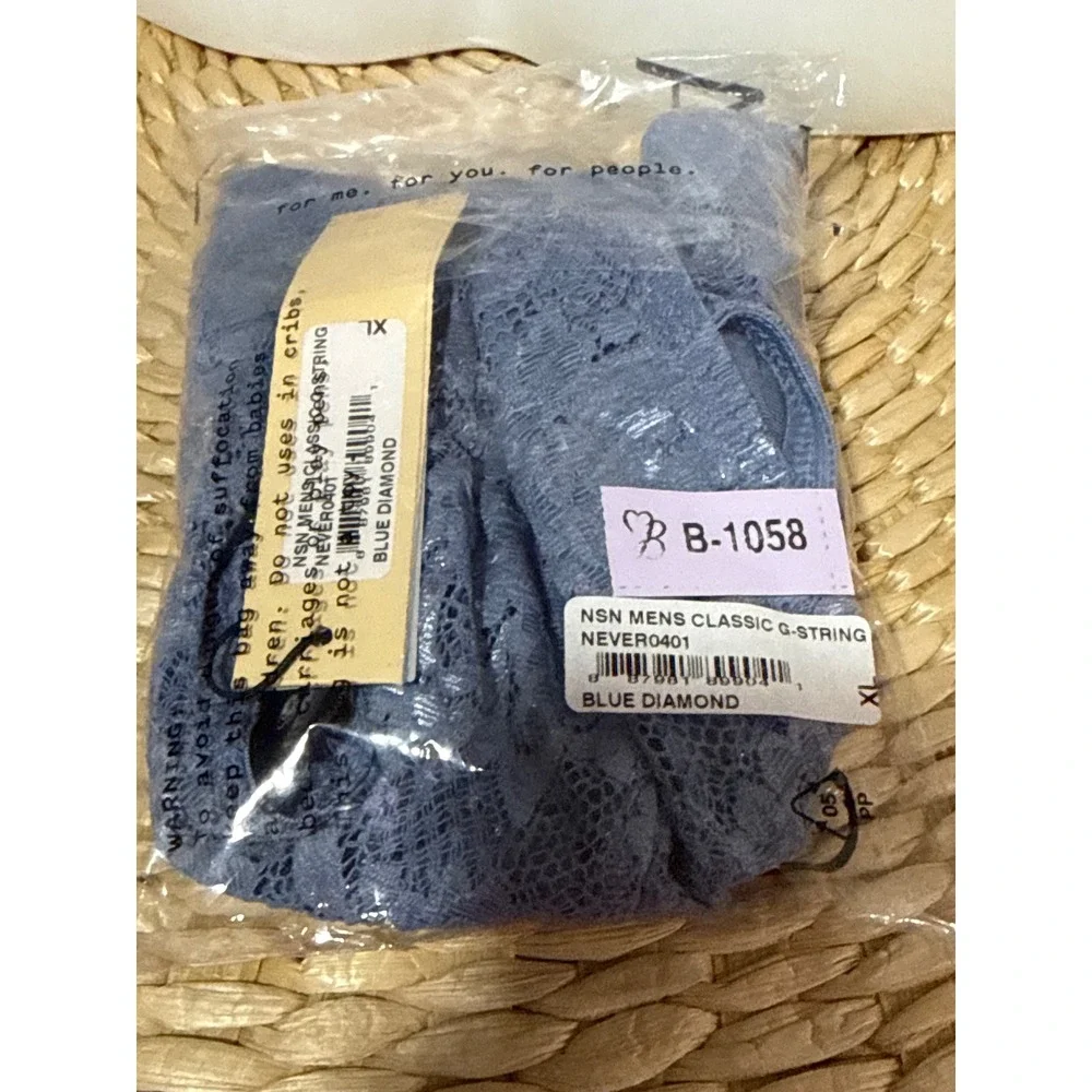 Cosabella Blue Diamond Lace G-String Thong NSN Men's Luxury Underwear New XL